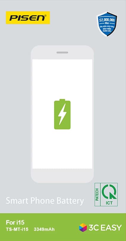 Pin iPhone 15 Chính Hãng PISEN (Dung lượng chuẩn 3349mAh)