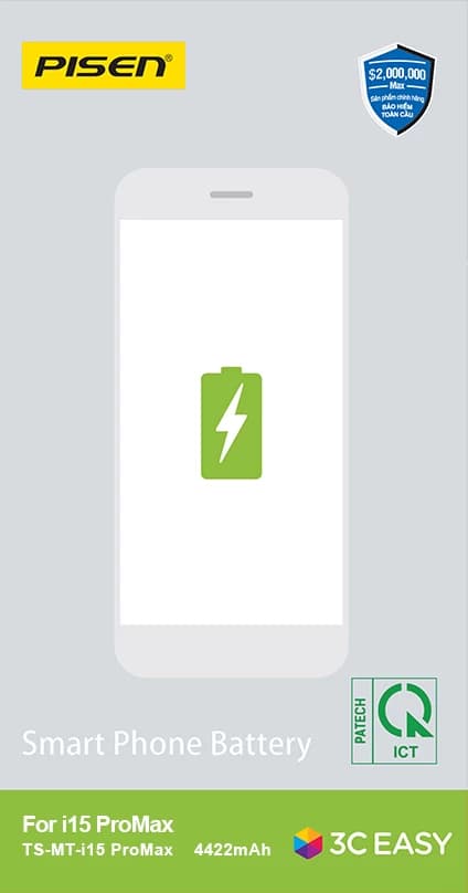 Pin iPhone 15 Pro Max Chính Hãng PISEN (Dung lượng chuẩn 4422mAh)