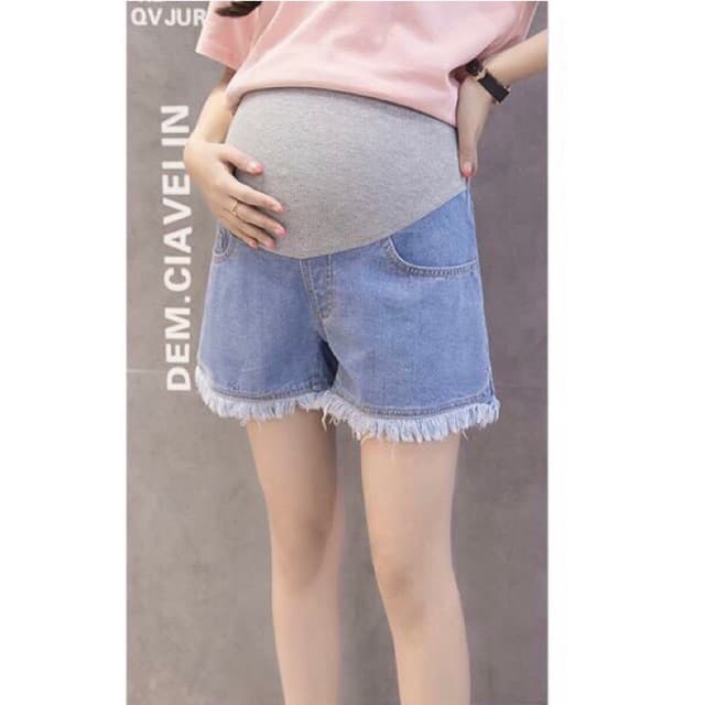 Quần bầu jeans có đáp bụng quần đùi bầu đẹp