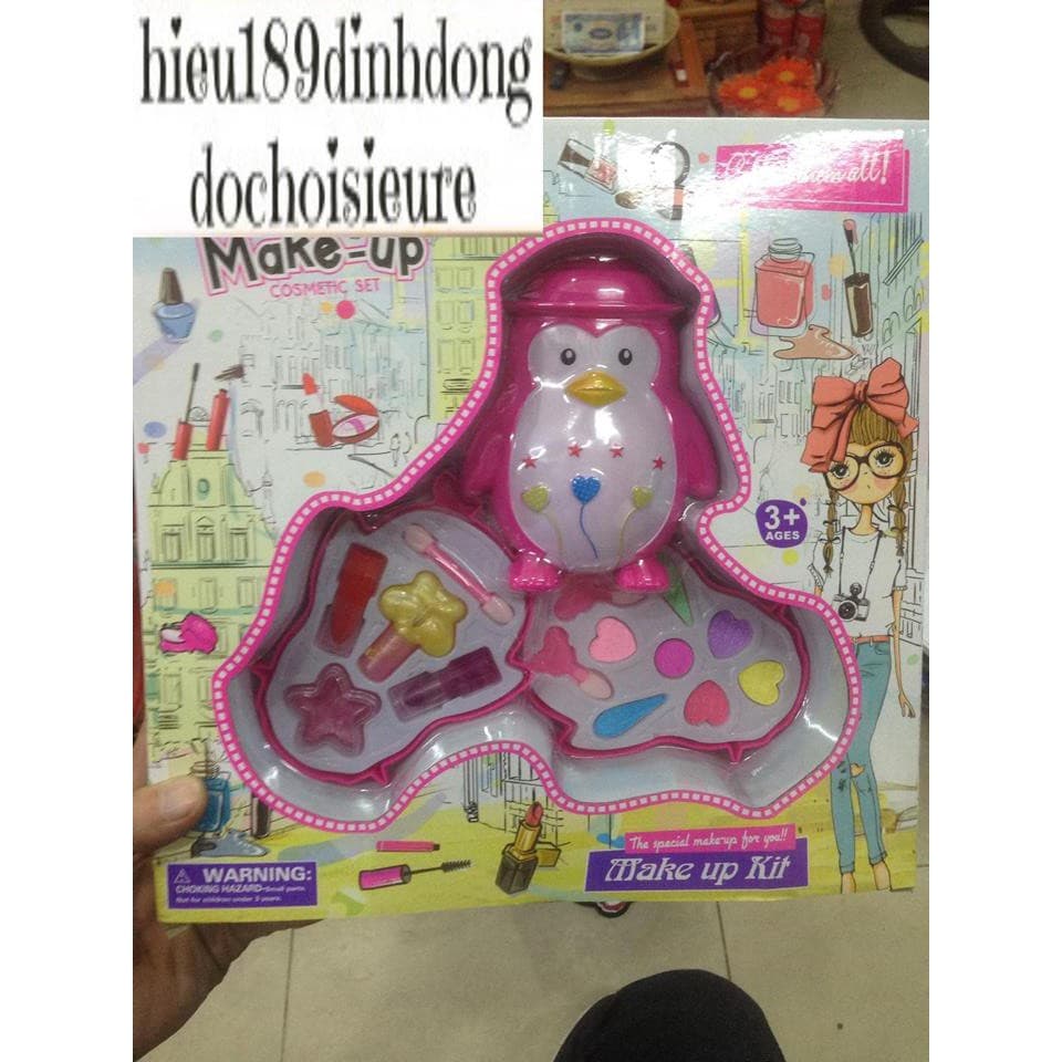 Hộp trang điểm hình chim cánh cụt xoay (ảnh thật)