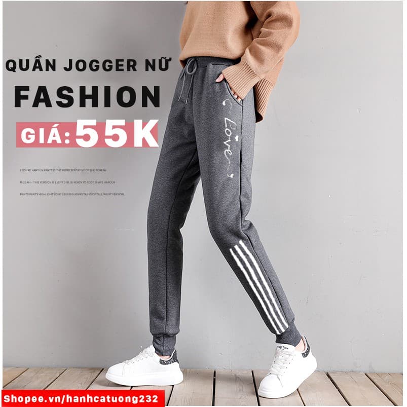 quần jogger nữ💖FREESHIP💖quần jogger nữ thêu chữ love nhiều màu - quần nỉ nữ