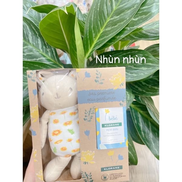 Set nước hoa Klorane Bebe mẫu mới nhất tặng kèm chú thỏ nhồi bông đáng yêu