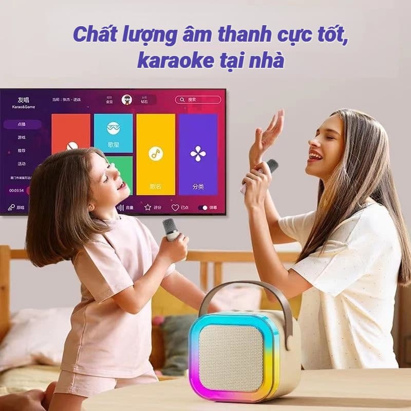 Loa Bluetooth Karaoke Mini K12 kèm mic không dây công suất 10W hát karaoke tại nhà MIN138