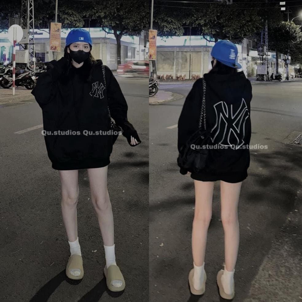 Áo hoodie MLB VIỀN RỖNG  nỉ COTTON Nam Nữ,Áo khoác hoodie nỉ bông dày dặn UT