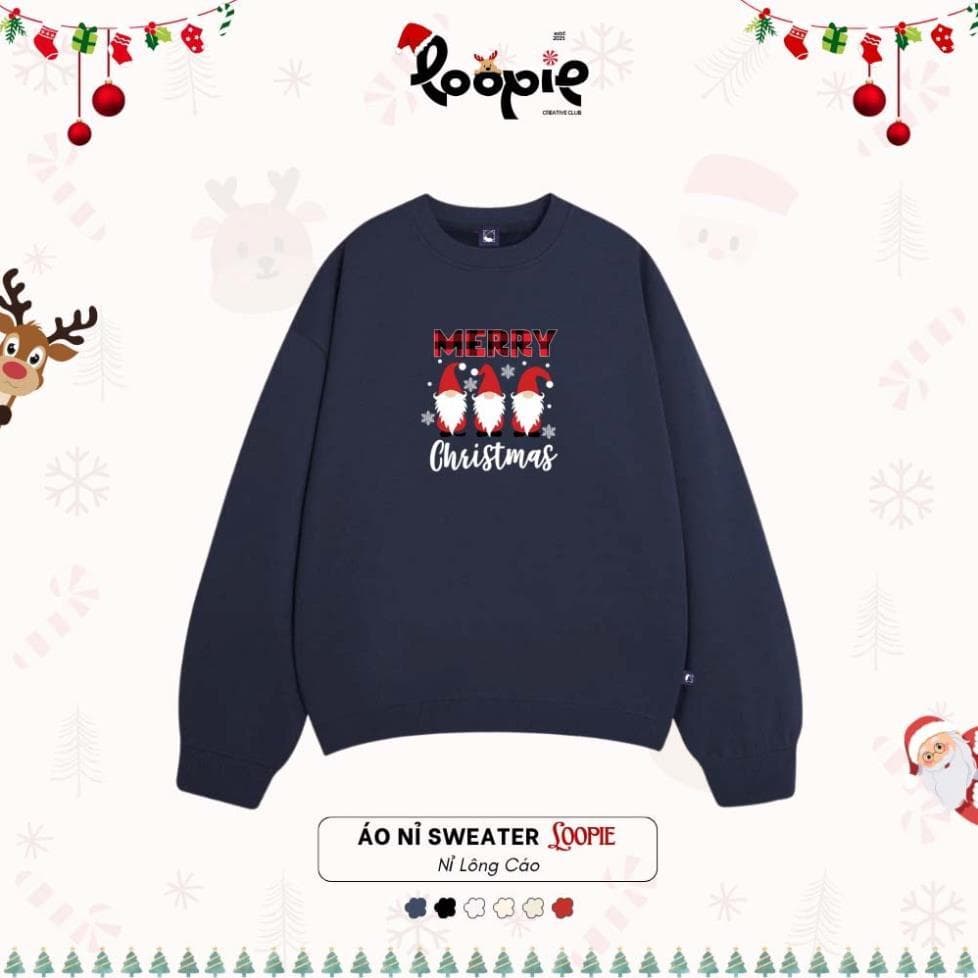 Áo Sweater Nỉ cotton in Hình Ông Già Noel Giáng Sinh Unisex Form Rộng Nam Nữ UT