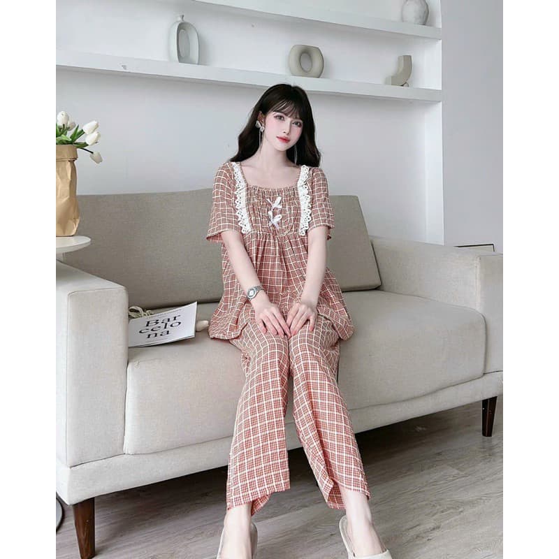 Bộ bầu mặc nhà quần dài thiết kế sau sinh