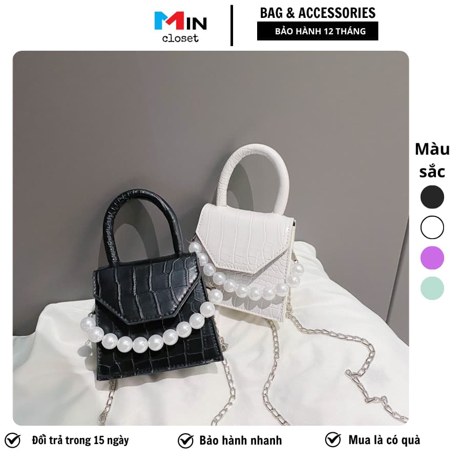 Túi Xách Đeo Chéo Nữ Mini Đẹp Quai Ngọc Đi Chơi Đi Tiệc Siêu Hot Mincloset T25