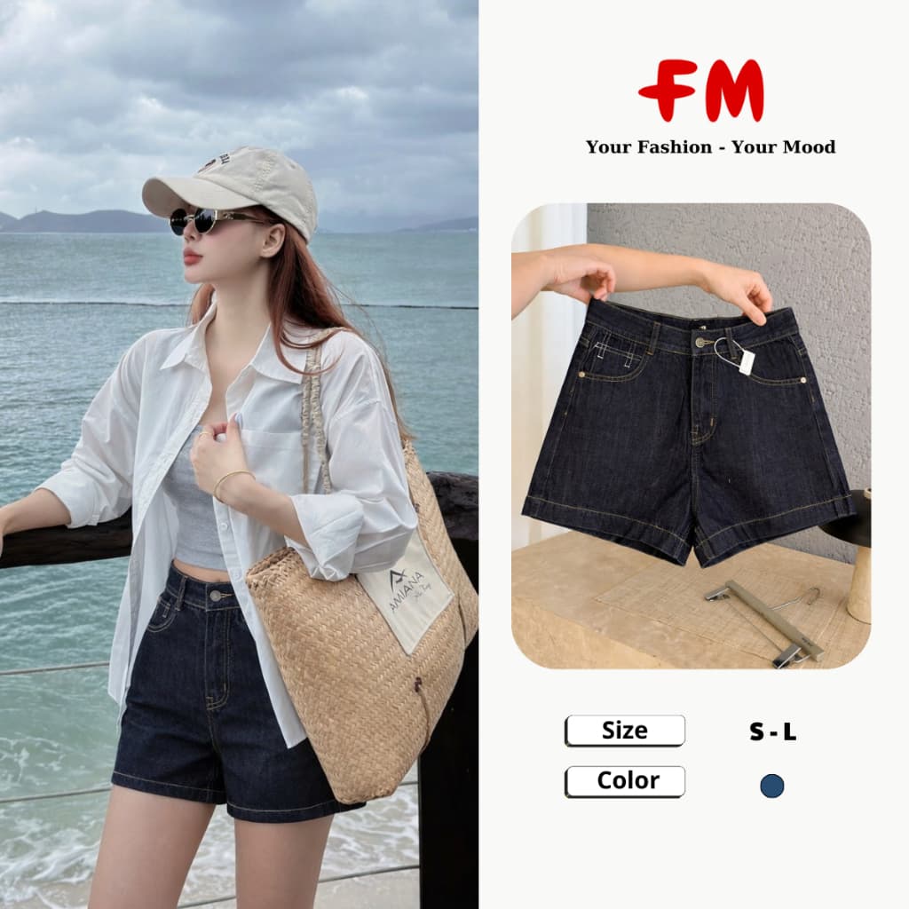 Quần Short Jeans Nữ FMSTYLE - Quần Đùi Denim Cạp Cao Tôn Dáng Cá Tính Phong Cách Hàn Quốc 26030137