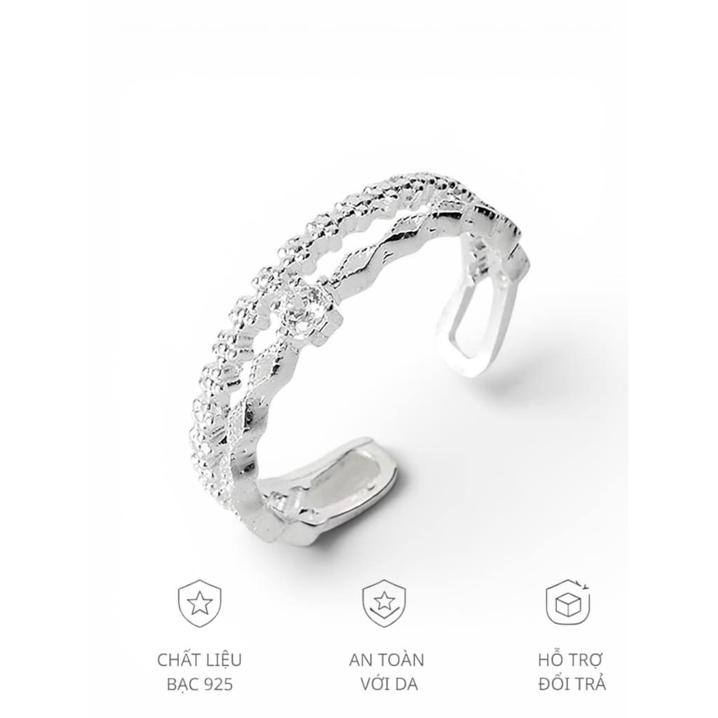 Nhẫn bạc nữ , kiểu dáng kép, free size tay nào đeo vừu