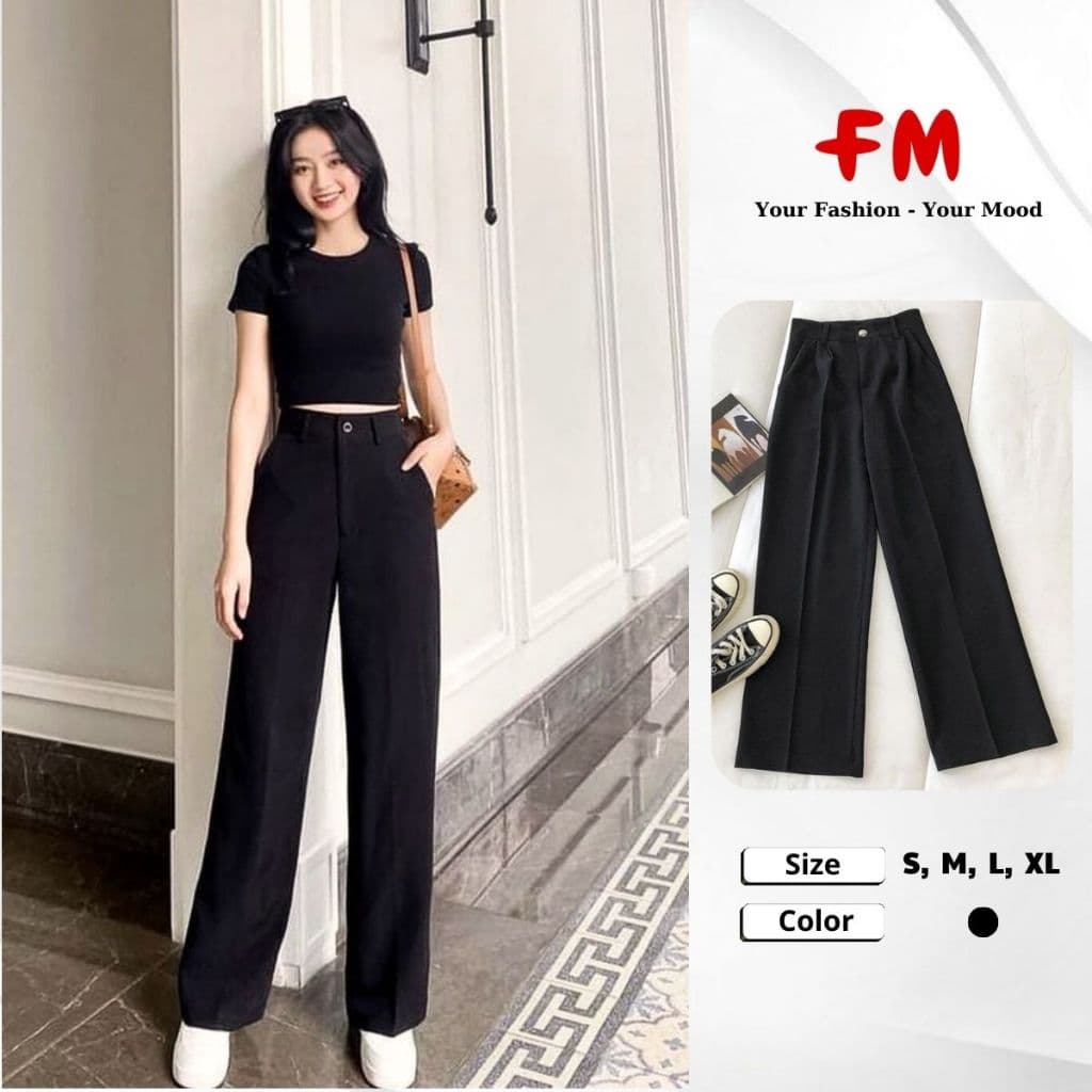 Quần Tây Ống Suông Lưng Cao Nữ FMSTYLE Shop - Tuyết Mưa Cao Cấp, Tôn Dáng Chuẩn Công Sở 25052164