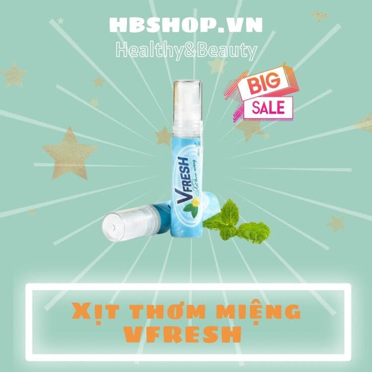 [Chính hãng] Xịt Thơm Miệng Vfresh - Hương Bạc Hà Thơm Mát - Chống Hôi Miệng Và Bệnh Răng Miệng