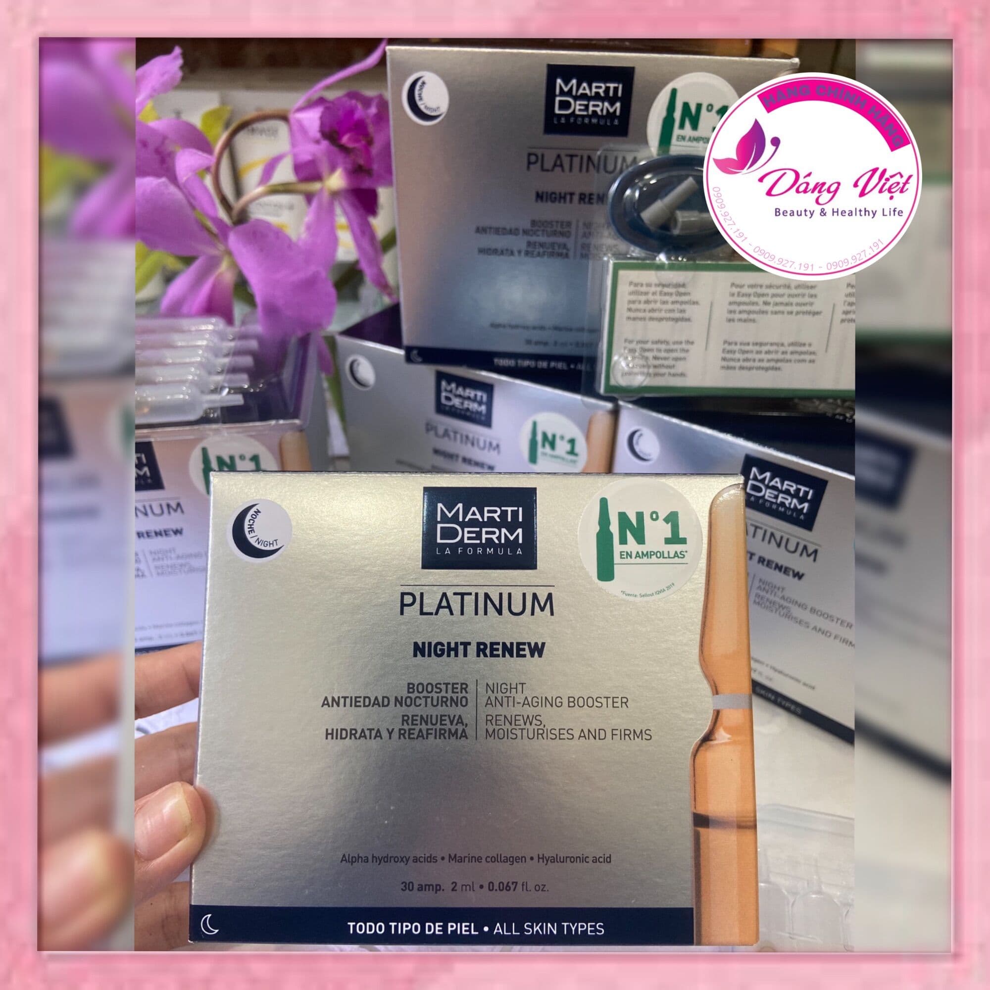 Ampoule Chống Lão Hoá & Tái Tạo Da Ban Đêm - MartiDerm Platinum Night Renew Ampoule
