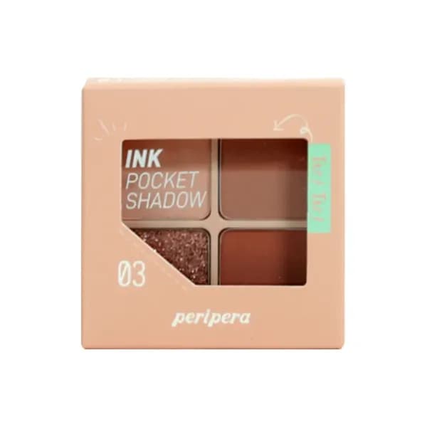 (Gift) Bảng Phấn Mắt Nhũ PERIPERA INK POCKET SHADOW PALETTE (8g) 003 BROWN FILTER 360
