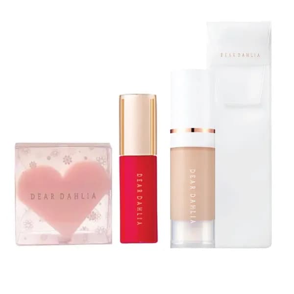 (Gift) Combo Trang Điểm DEAR DAHLIA #4 (1 bông mút + 1 son kem màu hồng 1ml + 1 túi đựng cọ + 1 kem nền 6ml màu FW4)