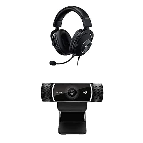 Logitech G Pro X Gaming Headset with Blue Voice Technology - Black & C922x Pro Stream Webcam – Full 1080p HD Camera
