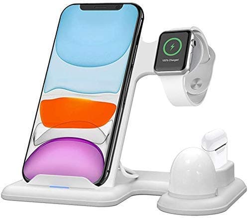 SJSLSJSL White 3 in 1 Wireless Charger Stand,Charging Dock Station for Apple Watch Series/iPhone/Samsung Galaxy