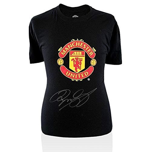 Ryan Giggs Signed Manchester United T-Shirt - Black Autograph - Autographed Soccer Jerseys
