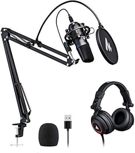 Microphone with Studio Headphone Set 192kHz/24bit MAONO Vocal Condenser Cardioid Podcast Mic Compatible with Mac and Windows, YouTube, Gaming, Live...