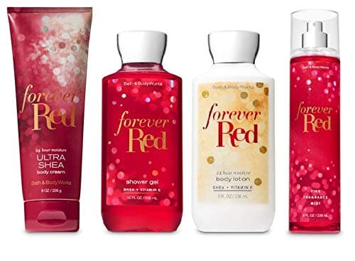 Bath and Body Works FOREVER RED Deluxe Gift Set - Body Lotion - Fine Fragrance Mist - Body Cream -and Shower Gel - Full Size