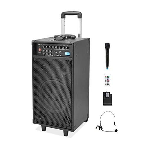 Pyle 800 Watt Outdoor Portable Wireless PA Loud speaker - 10'' Subwoofer Sound System with Charge Dock, Rechargeable Battery, Radio, USB / ...