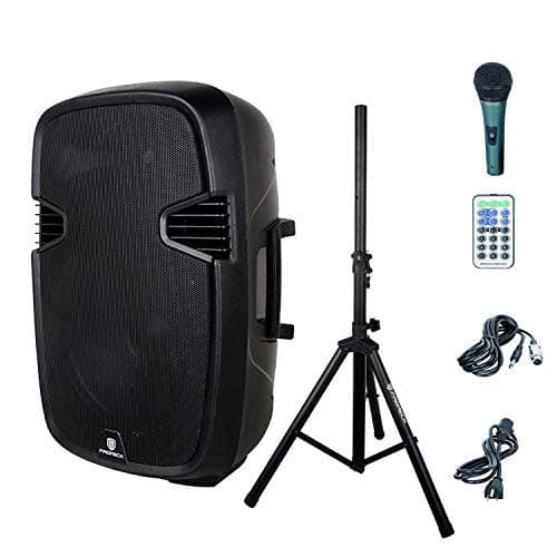 PRORECK PR-C15 Portable 15-inch 600 Watt 2-Way Powered Dj/PA Speaker with Bluetooth/USB/SD Card Reader/FM Radio/Remote Control/LED Light/Speaker St...