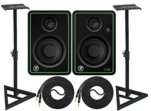 Mackie CR3-X 3" Pair Creative Reference Multimedia Monitors and Adjustable Stable Stands with 2 Cable Set