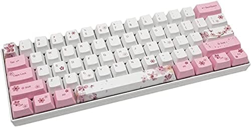 ZMX Cherry Blossom 61 Mechanical Keyboard,Hot Swappable 60％Compact Mechanical 5.0Bluetooth/Type-C Wired Dual-Mode RGB Backlit Dye-Sublimation PBT K...