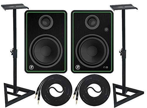Mackie CR5-X Pair 2-Way Active Studio Monitor Pair and Ultimate Support Stands with 2 Cable Set