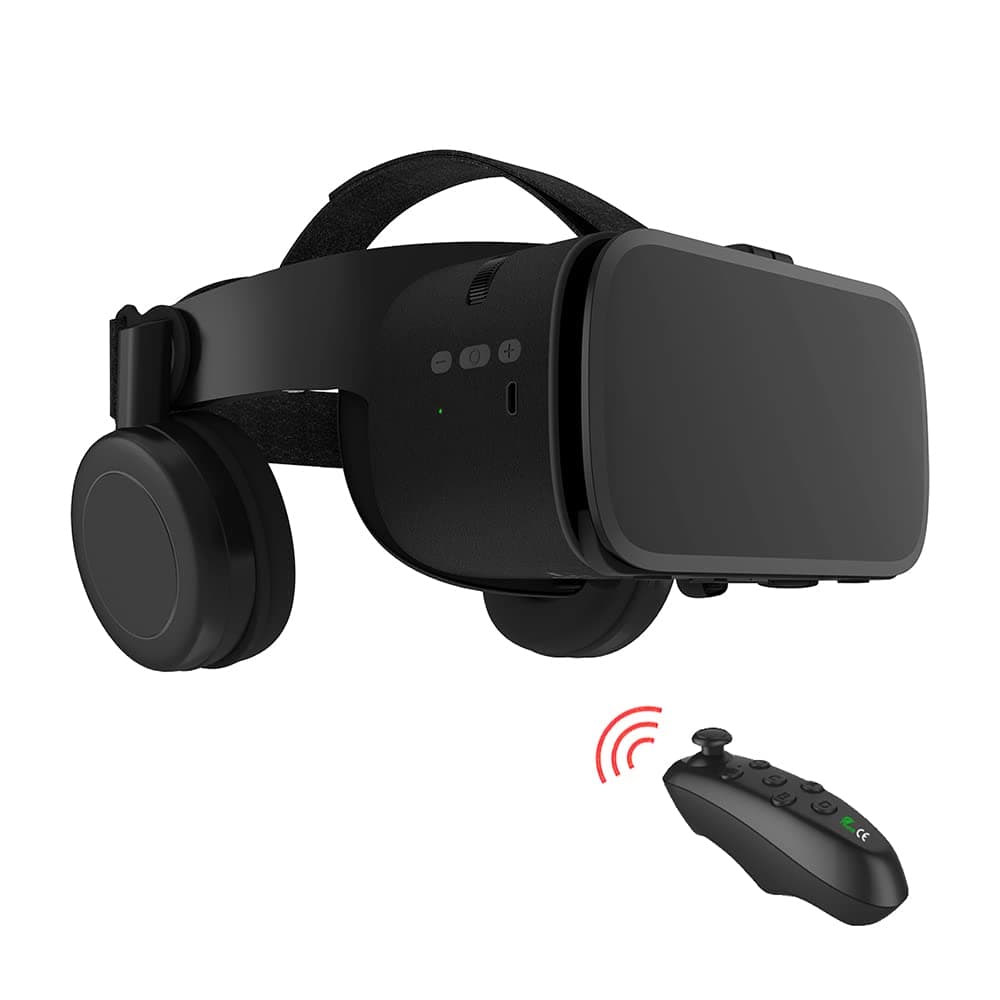 VR Headset for Phones 3D Virtual Reality Glasses for Movies & Games Bluetooth VR Glasses with Remote Control VR Glasses with Wireless Headset for i...