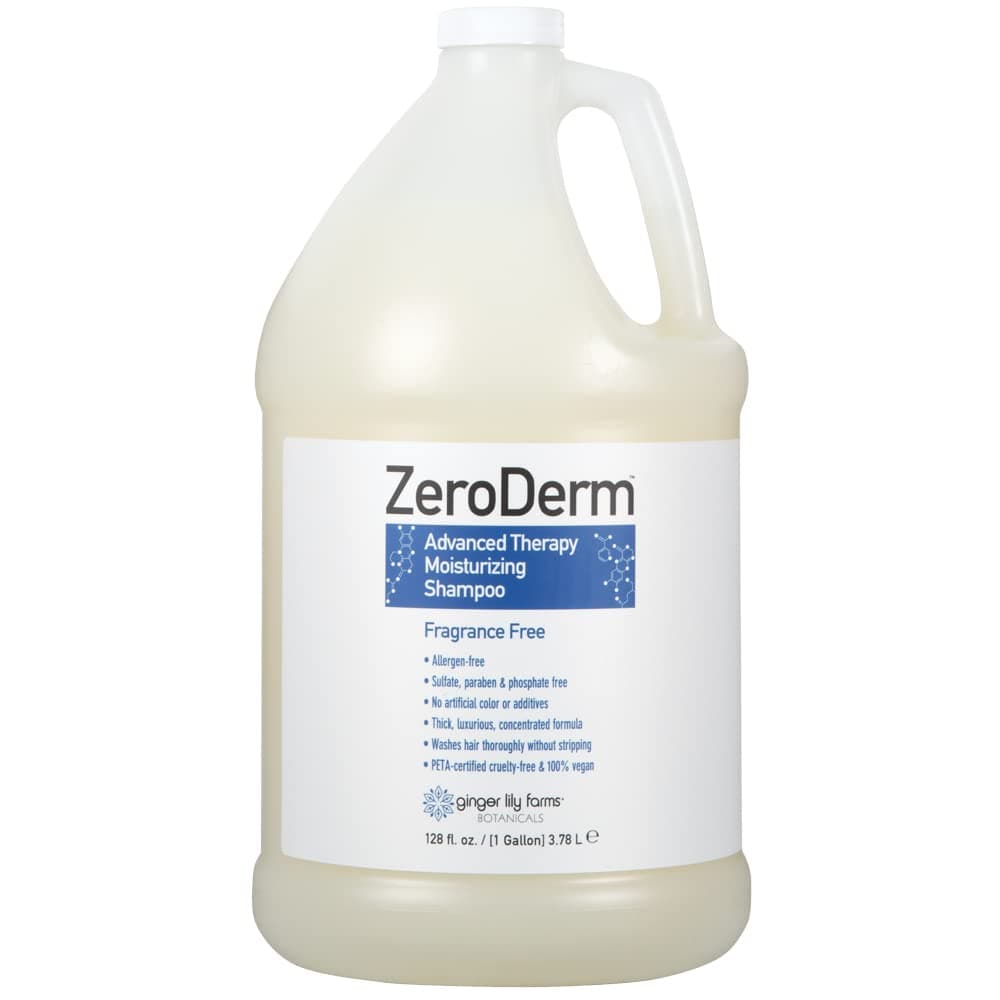 Ginger Lily Farms Botanicals ZeroDerm Advanced Therapy Moisturizing Shampoo for All Hair Types, 100% Vegan & Cruelty-Free, Fragrance Free, 1 Gallon...
