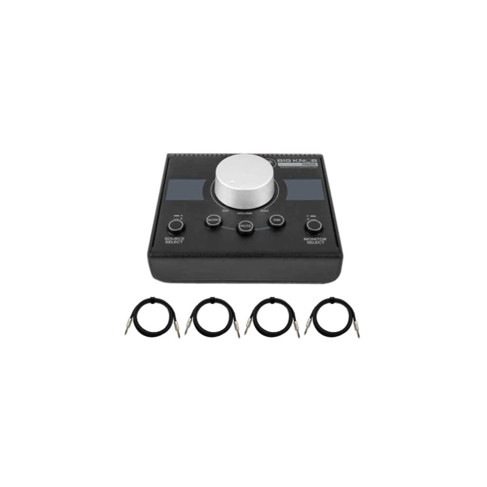 Mackie Big Knob Passive 2x2 Studio Monitor Controller Bundle with 4 Hosa 1/4-Inch TRS Cables (5 Items)