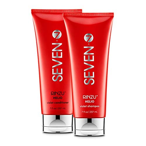 Rinzu HELIO violet shampoo and conditioner set from SEVEN haircare, a toning shampoo and conditioner system for blonde hair, cruelty free, sulfate ...