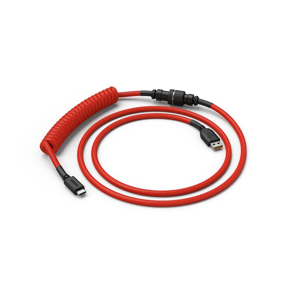 Glorious Coiled Keyboard Cables – USB-C Artisan Braided Cables for Mechanical Gaming Keyboards (Red)