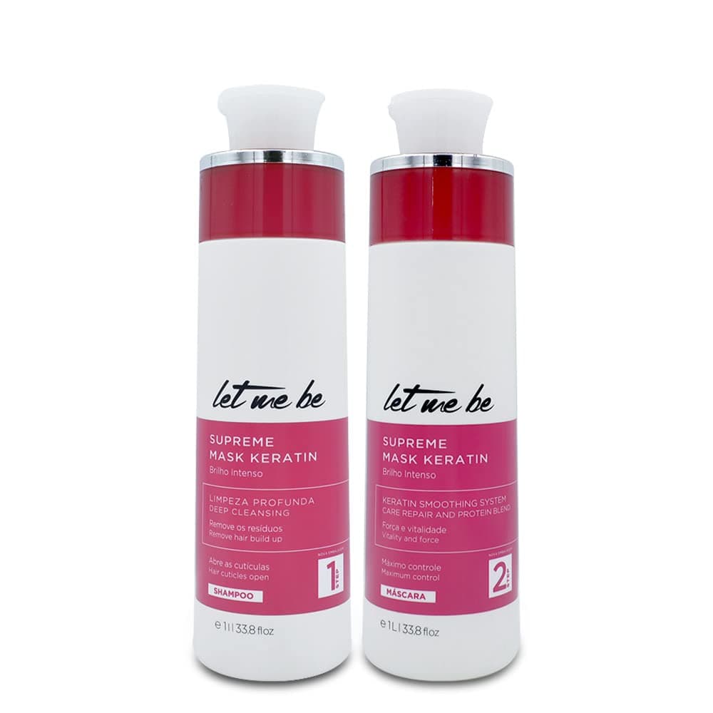 Let Me Be | Supreme Mask Keratin Kit | Deep Cleansing Shampoo + Keratin Smoothing System | (2x) 1000 ml / 33.8 fl.oz.