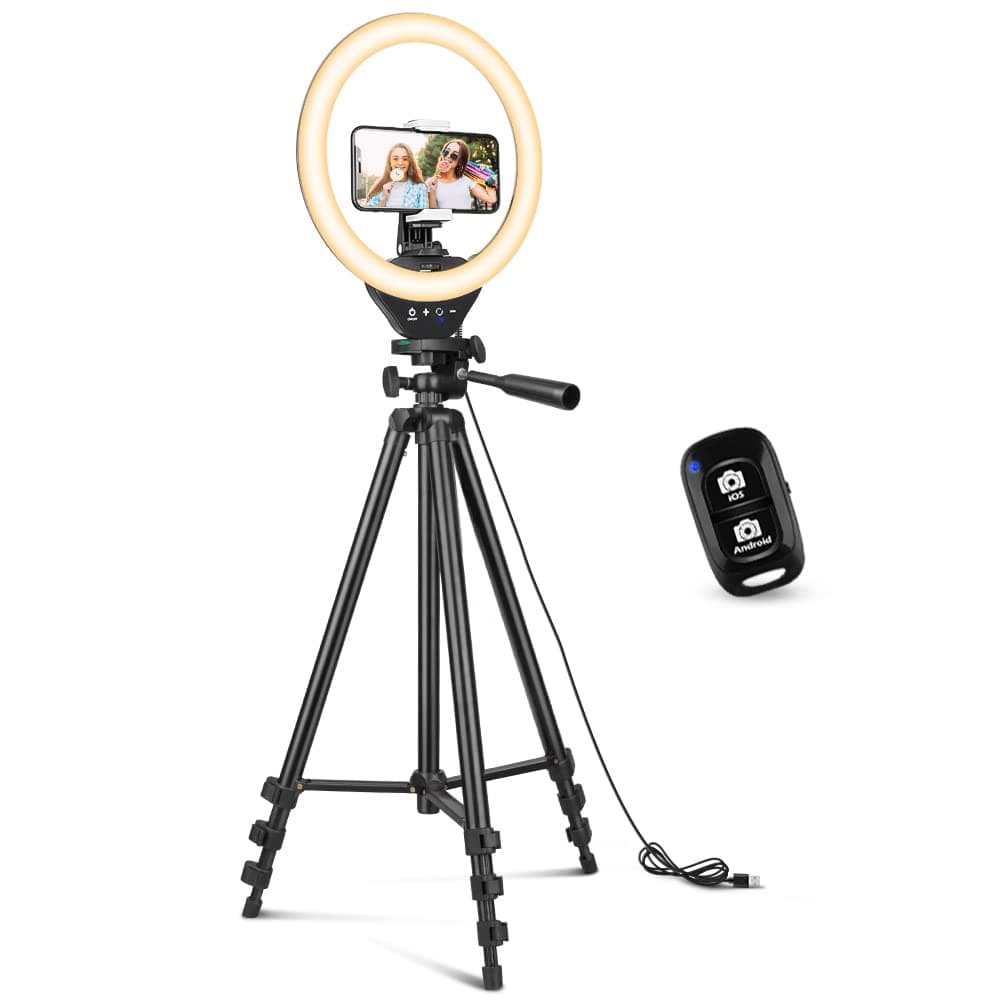Sensyne 10'' Ring Light with 50'' Extendable Tripod Stand, LED Circle Lights with Phone Holder for Live Stream/Makeup/YouTube Video...