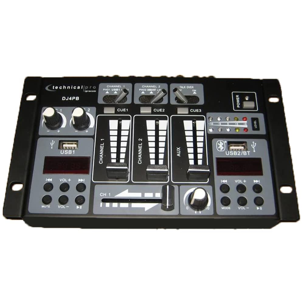 Technical Pro Professional 2 Channel USB Bluetooth DJ Mixer Controller with AUX, 2 USB, microphone & headphone Inputs