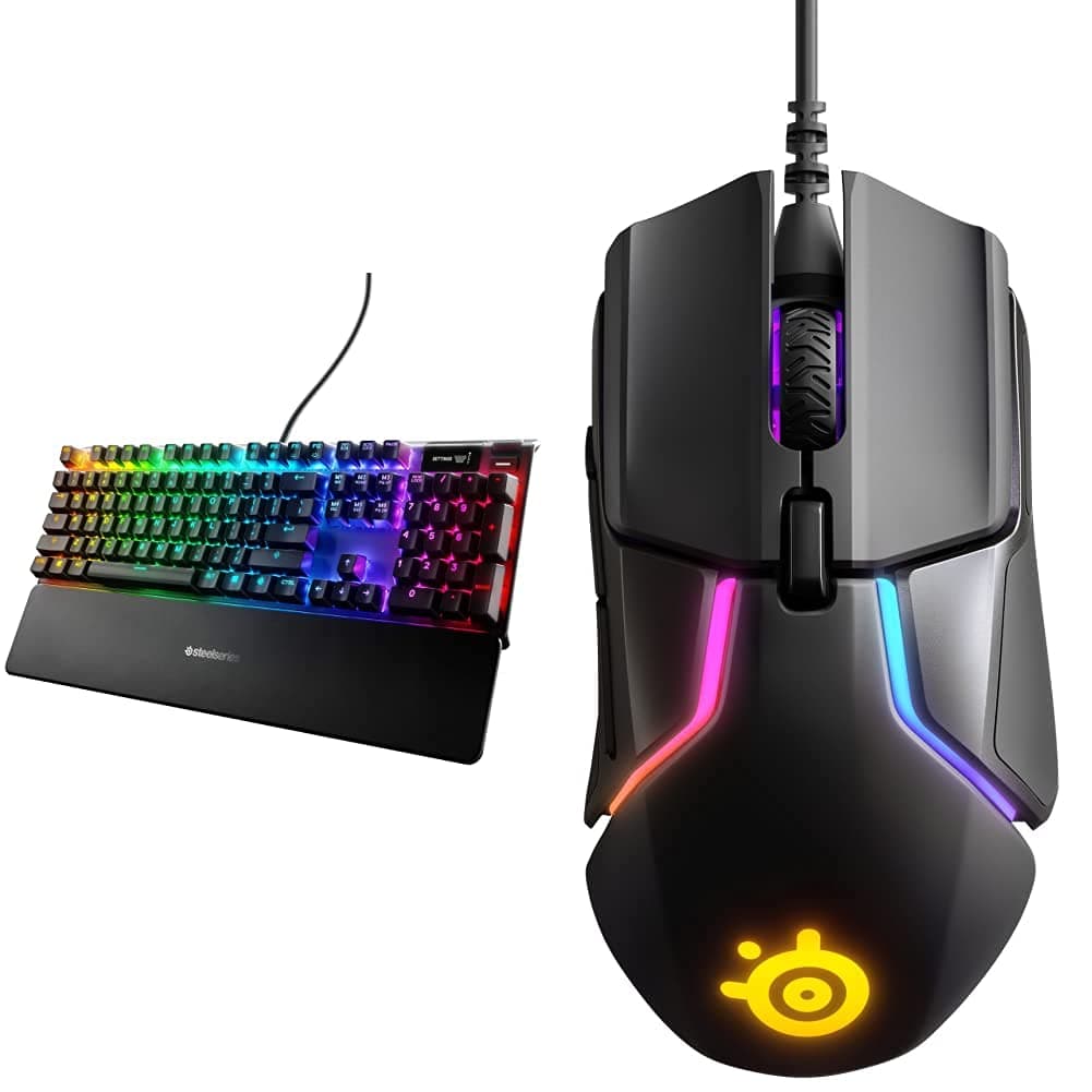 SteelSeries Apex Pro Mechanical Gaming Keyboard & Rival 600 Gaming Mouse - 12,000 CPI TrueMove3Plus Dual Optical Sensor - 0.5 Lift-Off Distance - W...