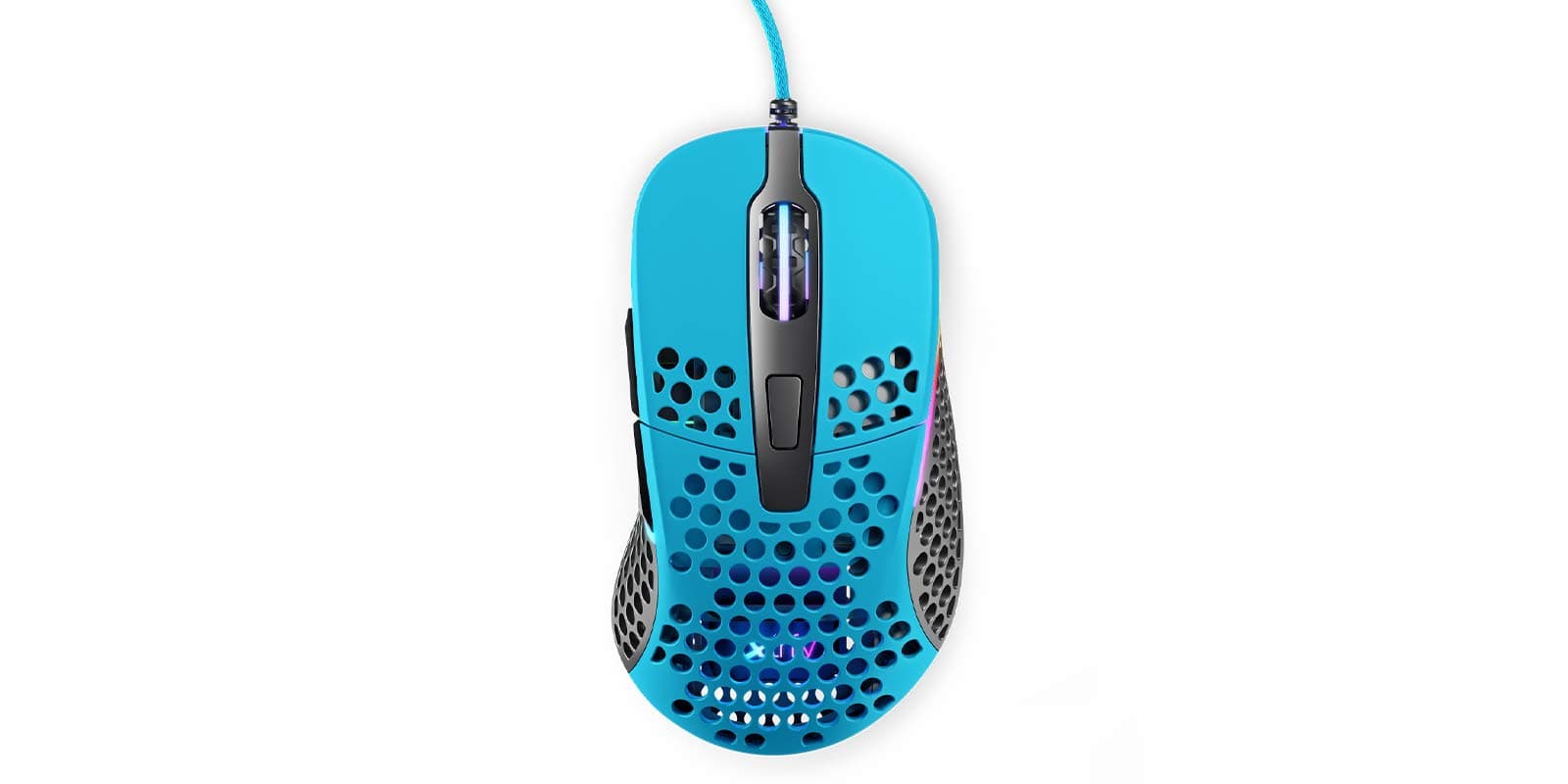 Xtrfy M4 RGB Ultra-Light Gaming Mouse, Unique Right-Handed Design, Pixart 3389 Sensor, Xtrfy EZcord® - Miami Blue