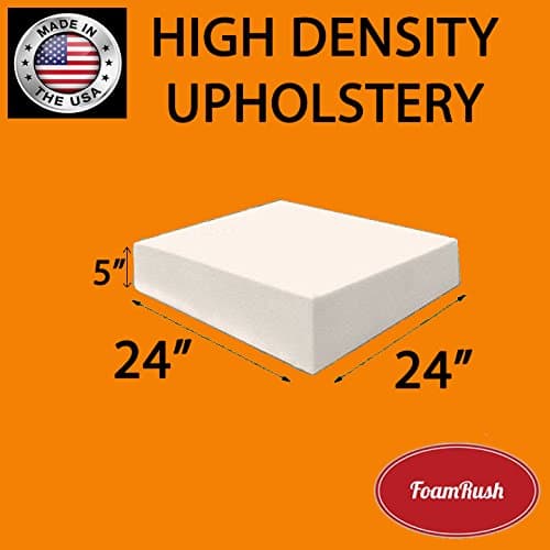 FoamRush 5" x 24" x 24" Upholstery Foam Cushion High Density (Chair Cushion Square Foam for Dinning Chairs, Wheelchair Seat Cushion Rep...