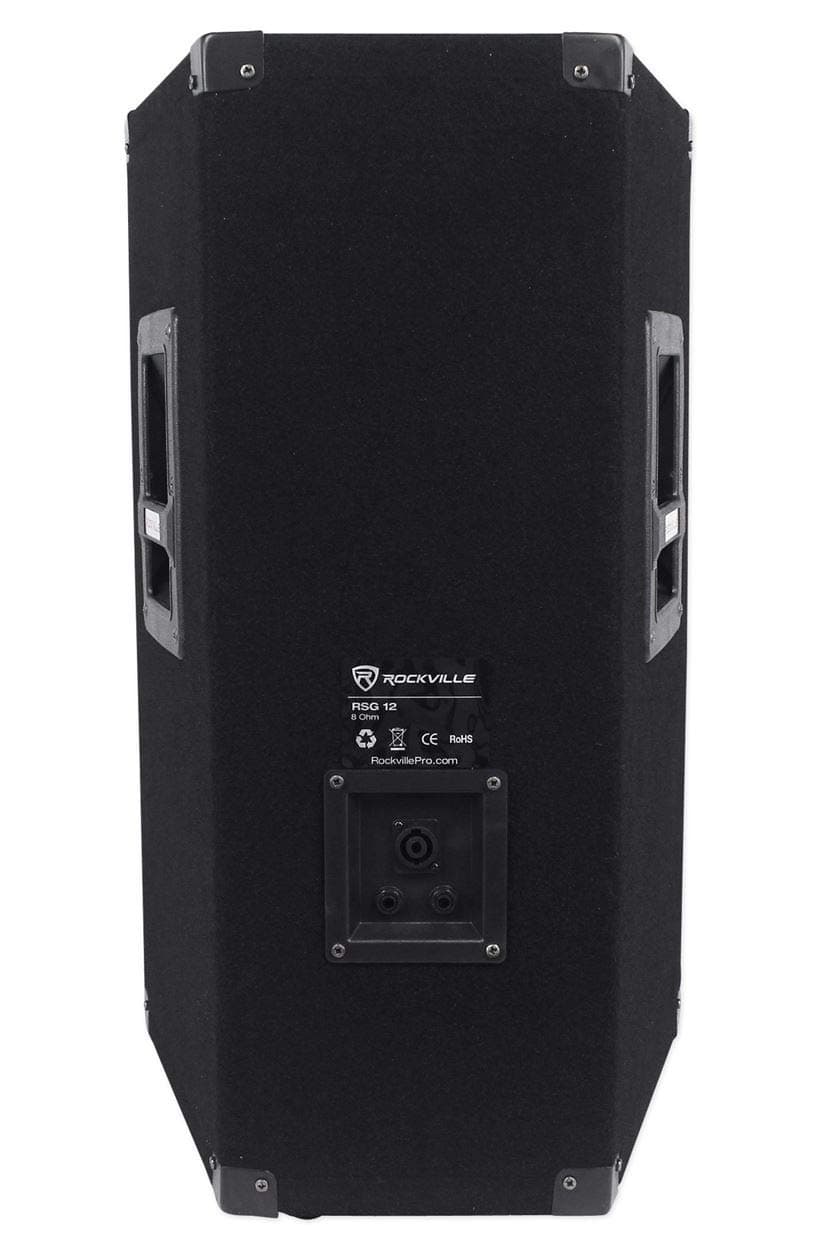 (2)Rockville RSG12 12 3Way 1000 Watt 8Ohm Passive DJ PA Speaker +Stands +Cables