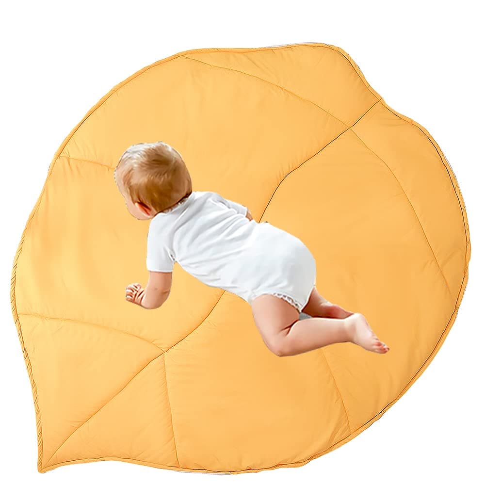 Leaves Baby Play Mat Rug Leaf Shape Cushion Tapis Enfant Children Toys Crawling Game Blanket Rugs Baby Gym Carpet Newborn Kids Room Decor (Yellow)