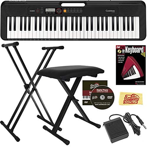 Casio Casiotone CT-S200 61-Key Portable Digital Keyboard Bundle with Adjustable Stand, Bench, Sustain Pedal, Instructional Book, Austin Bazaar Inst...