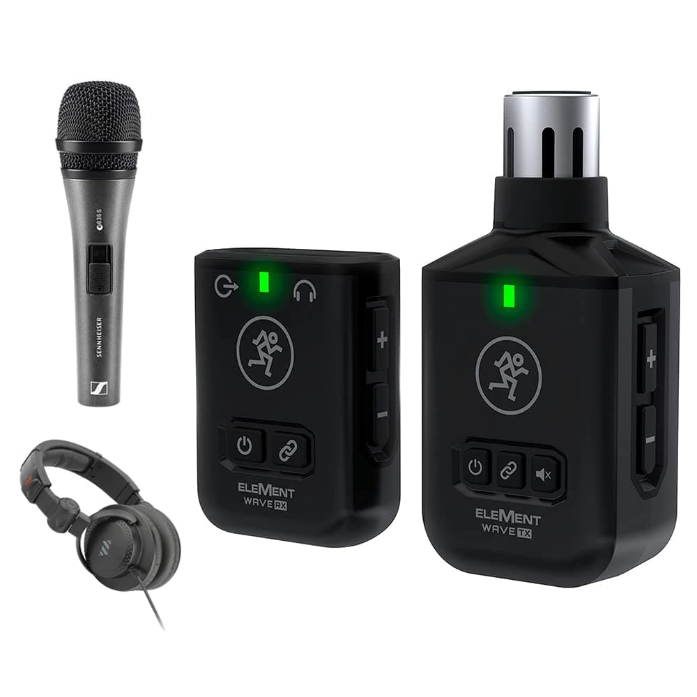 Mackie Element Wave XLR Compact Digital Wireless Plug-On Microphone System Bundle with Sennheiser e 835 Dynamic Microphone and Pro Studio Monitor H...