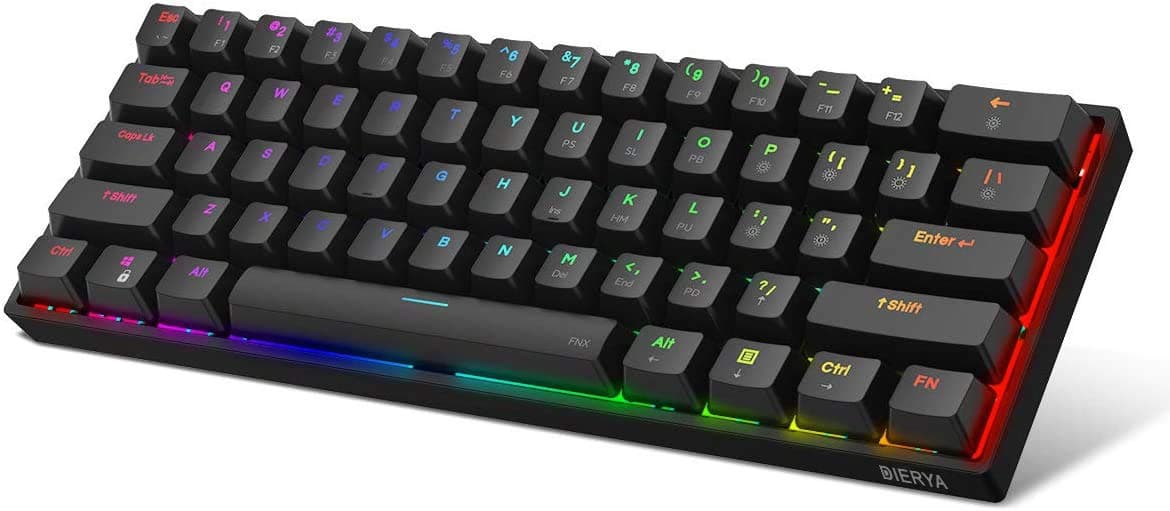 DIERYA DK61E 60% Wired Mechanical Gaming Keyboard, Hot Swap Optical Switch, RGB Backlit, Waterproof, PBT Keycap, Blind-Mate Interface, Compact Comp...