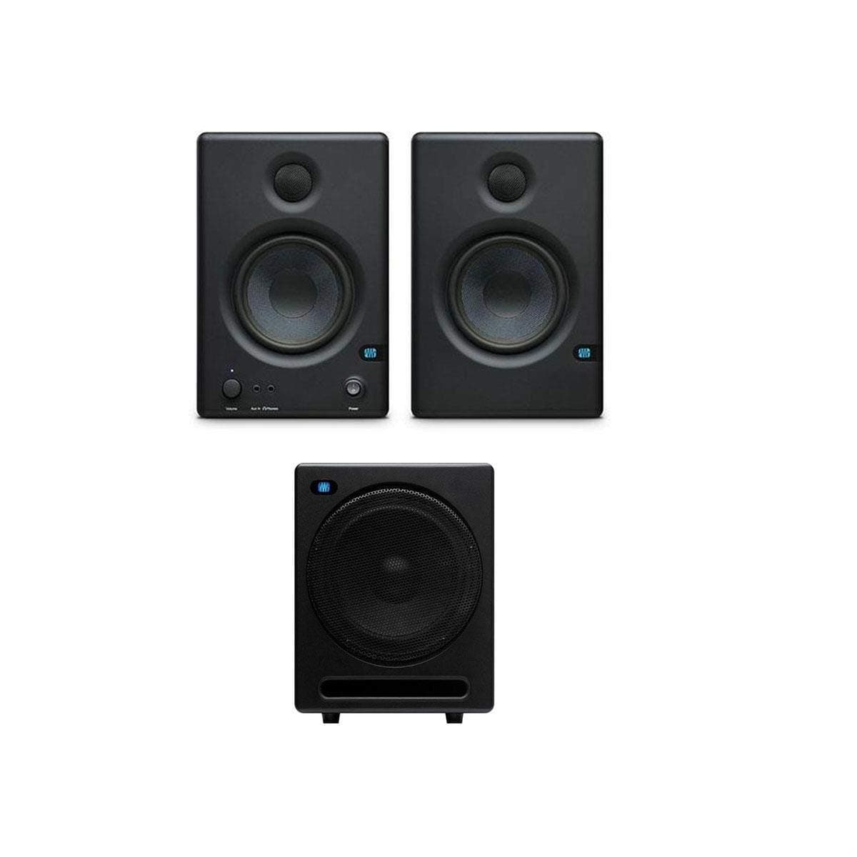 PreSonus 2x Eris E4.5 HD 2-Way 4.5" Active Studio Monitor with Software Suite, Bundle with Temblor T10 Active 10" Studio Subwoofer