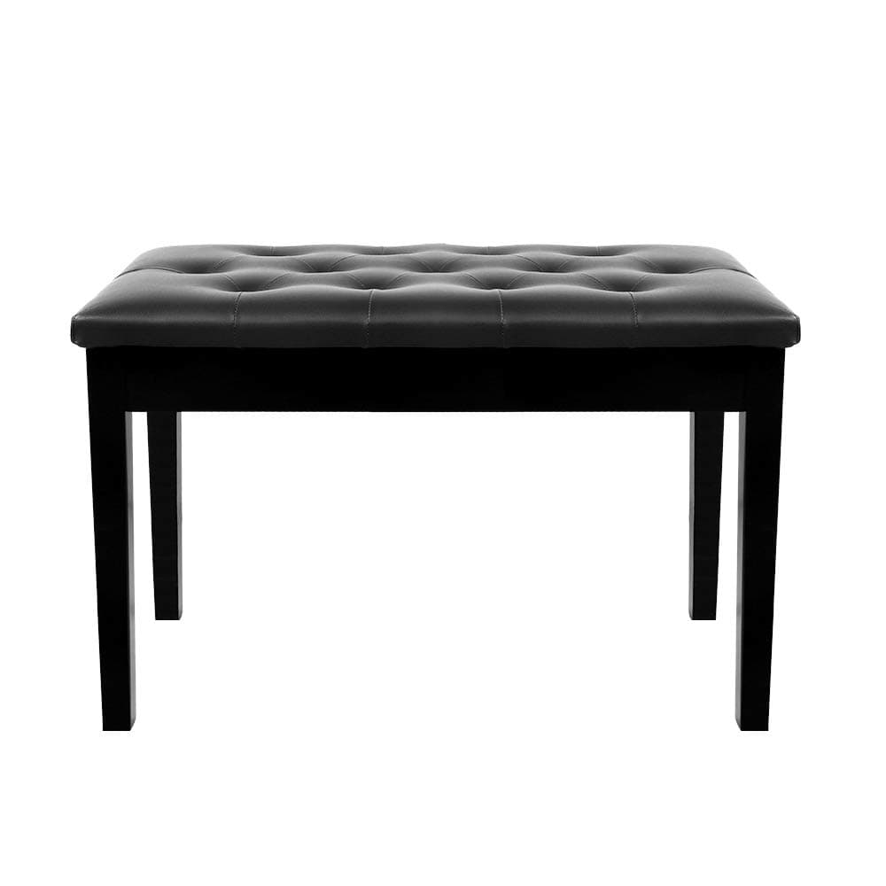 TOYEEKA Black 29'' Solid Wood PU Leather Double Duet Piano Stool Keyboard Bench with Storage， Load 440lb