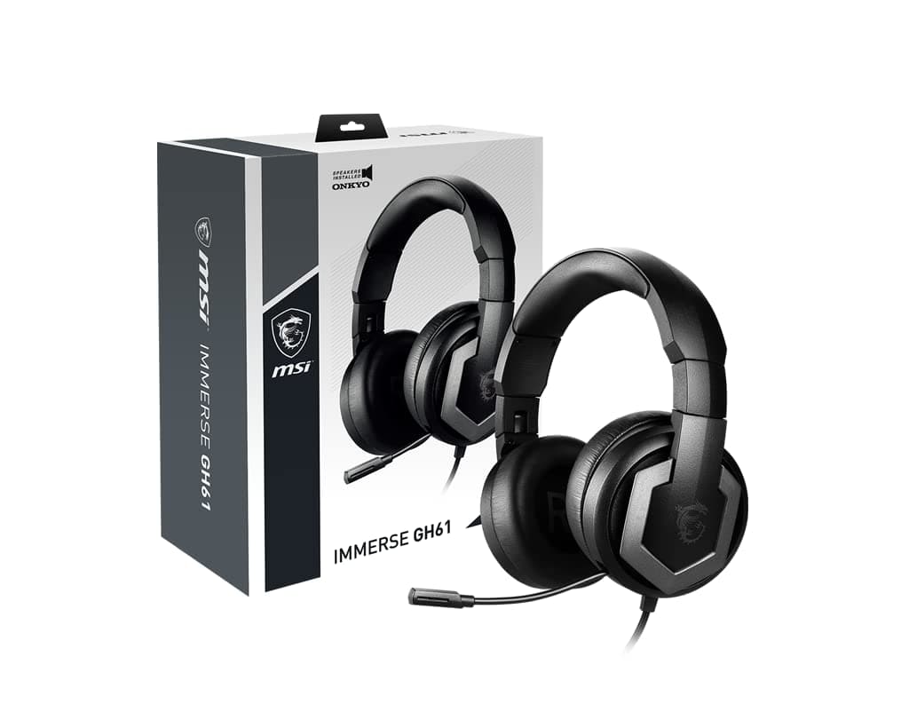 MSI Immerse GH61 Gaming Headset, Hi-Res Virtual 7.1 Surround Sound, Built-in ESS DAC & AMP, 3D Audio, Swappable Ear Cushions, 3.5mm Jack/USB, Carry...