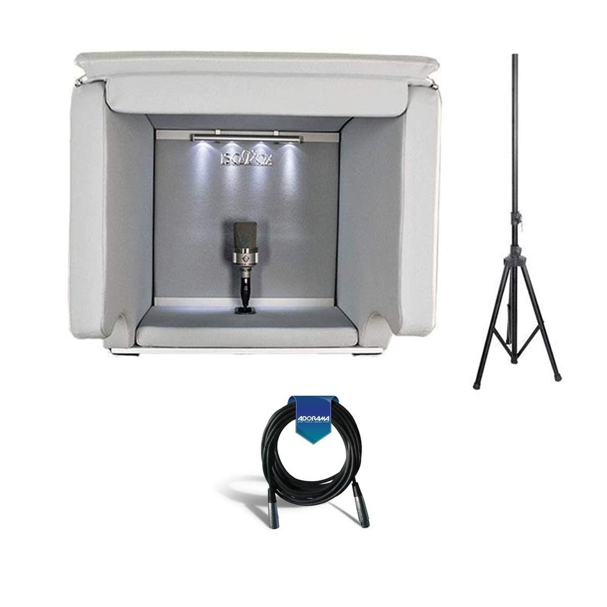 ISOVOX Portable Vocal Isolation Booth, Midnight - Bundle With 20' Heavy Duty 7mm Rubber XLR Microphone Cable, Pyle PSTND25 6ft Tripod Speaker S...