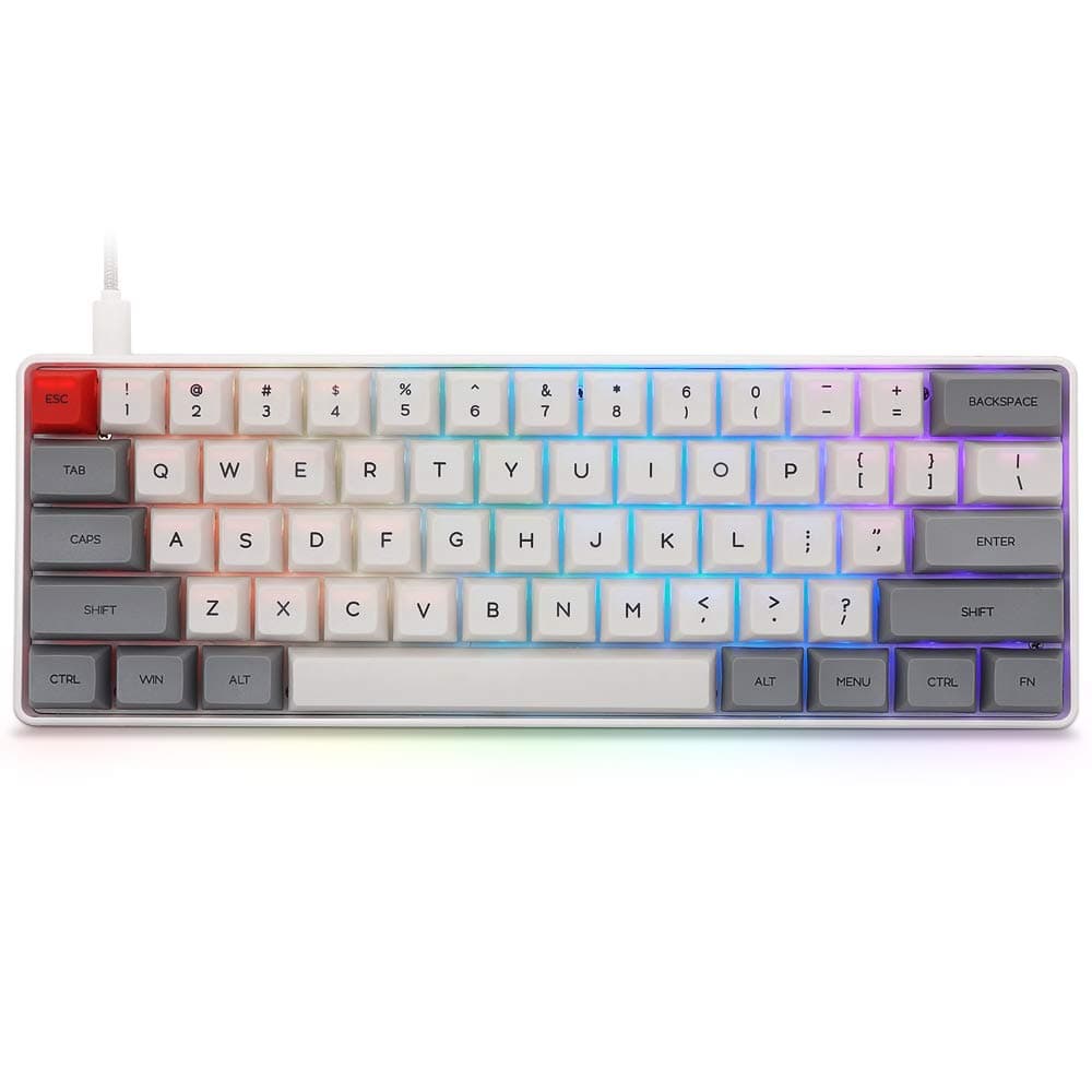 YUNZII SK61 Grey Hotswap Mechanical Gaming Keyboard with Optical Switch, RGB, Programmable Custom Keyboard (Gateron Black Switch, Grey 61 Keys)