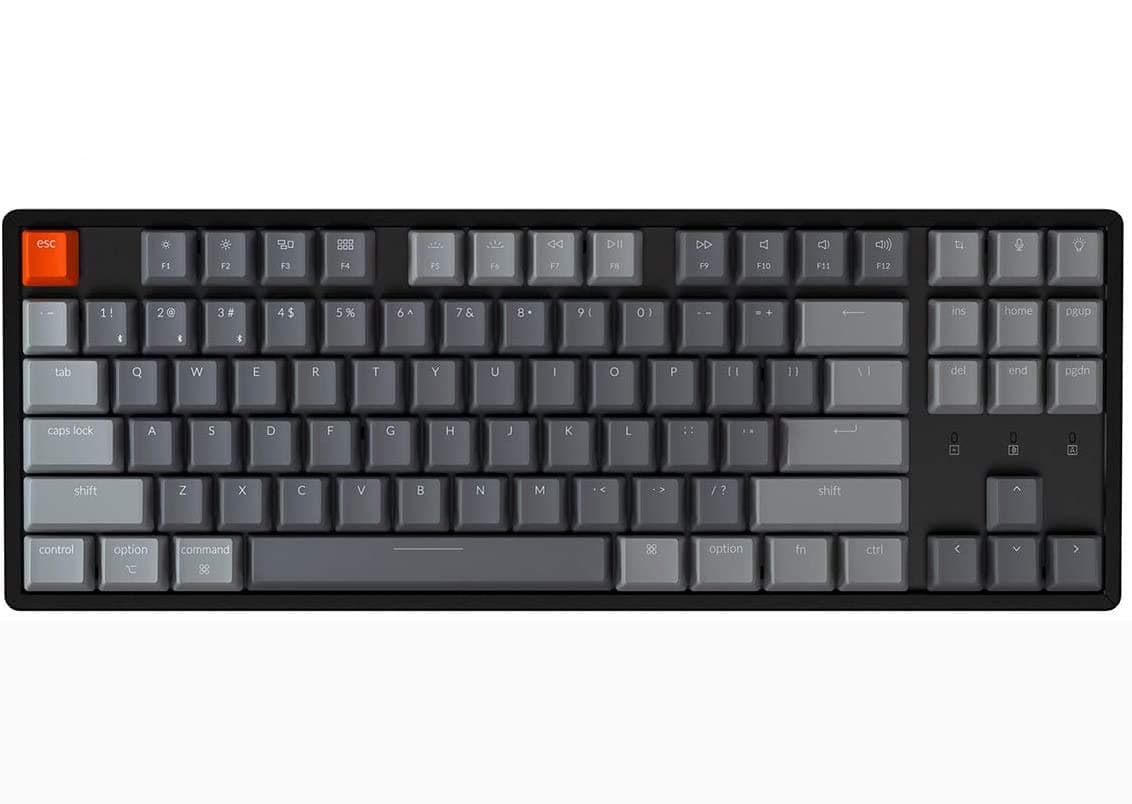 Keychron K8 Tenkeyless Wireless Mechanical Keyboard for Mac, Bluetooth RGB Backlight Multitasking Type-C Wired Gaming Keyboard for Windows with Gat...